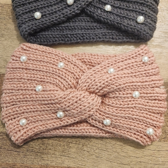 Knit Headbands With Faux Pearls - Picture 2 of 4
